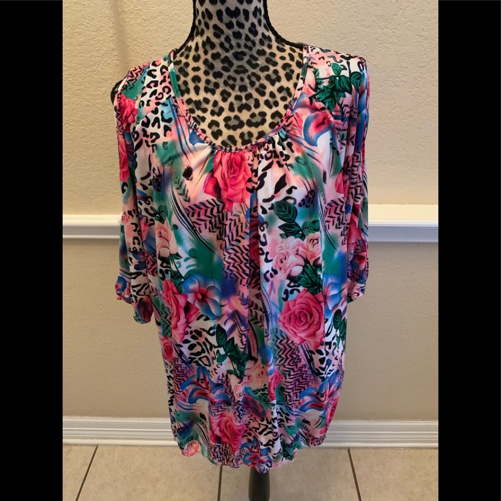 Jonathan Martin - Pink/Leopard print blouse.